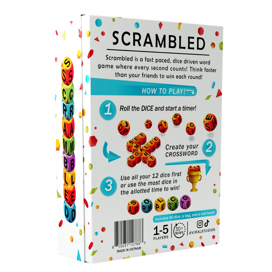 Viral Studios Scrambled Dice Game Fast-Paced Word Party Game